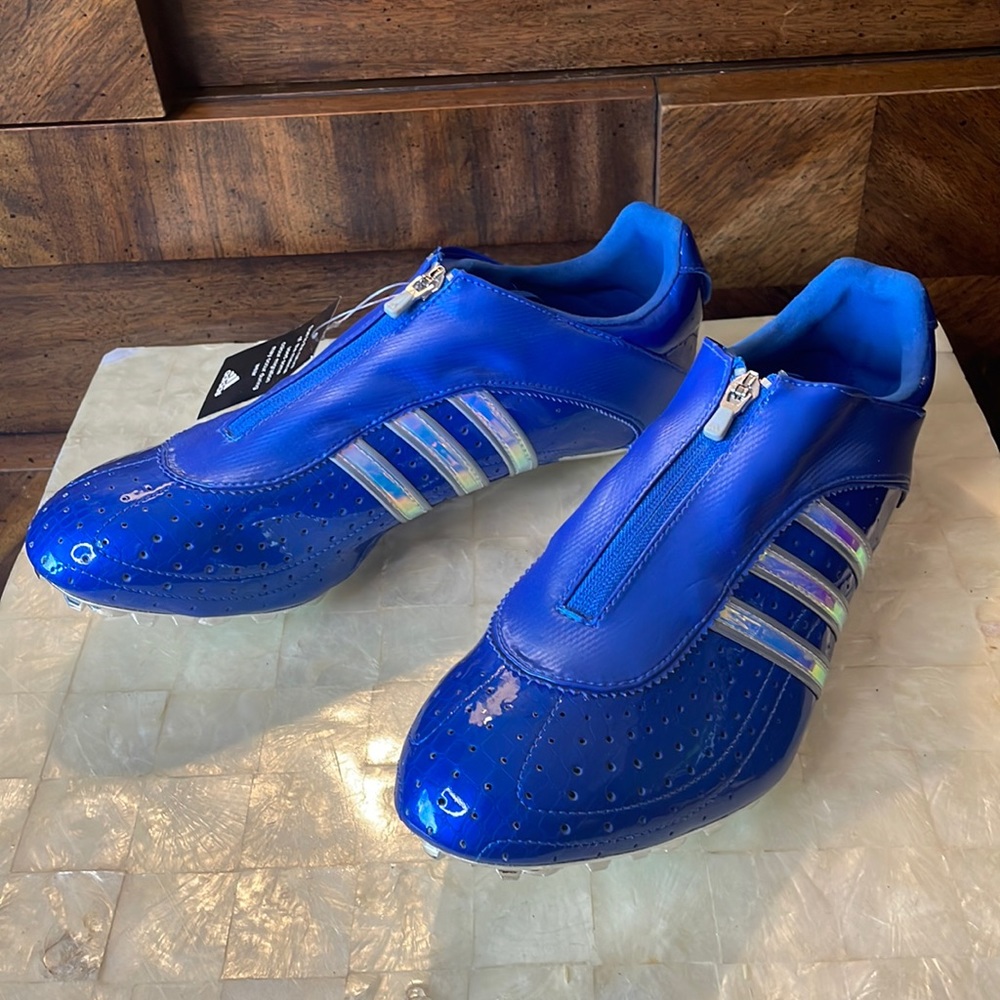 Blue Adidas tech star athletic shoes, size 11